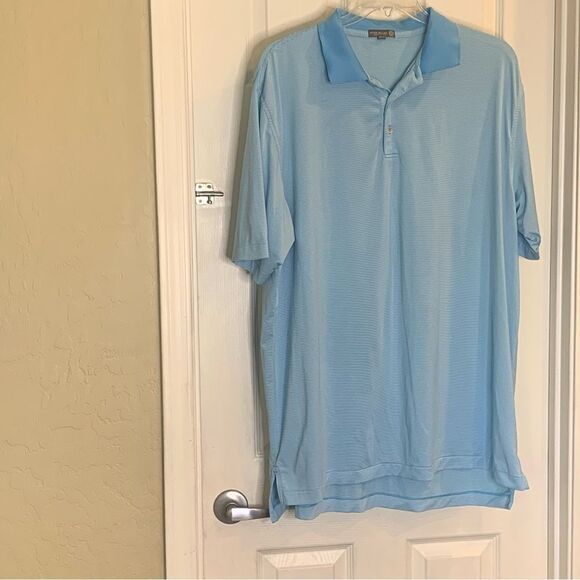 Peter Millar Summer Comfort Men's Blue Striped Polo Shirt Size XXL - Picture 3 of 10